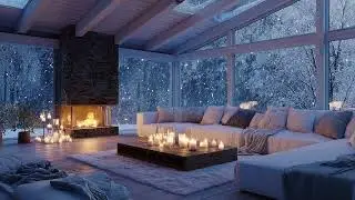 🎼🌙Peaceful Winter Piano Lounge | Snow Silence & Fire Glow