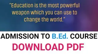 B.E.d ADMISSION NOTICE 2020-22