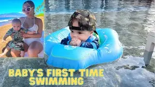 OUR BABY'S FIRST TIME SWIMMING CAUGHT ON CAMERA! ** CUTE! **