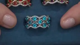 Exotic Gemstone & Diamond Wave Design Band Ring 14K Gold on QVC