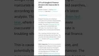 37% of Google Al Finance Answers Are Inaccurate in 2025 #finance #facts #shorts #youtubeshorts