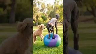 Poodle and Shiba Inu Play With Ball 🐶💙 #ai #dog #puppy