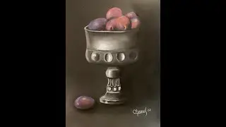 COMO PINTAR UVAS EN COPA CON EFECTO METALICO USANDO TIZAS PASTEL