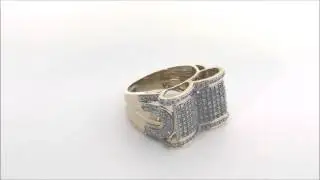 Pave Diamond Heart Head Mens Ring in 10k Yellow Gold (1.01 ctw)
