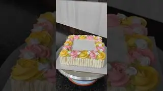 pineapple square shape rosette cake design #pineapplecake #shorts #ytshorts #viralvideo #squarecake