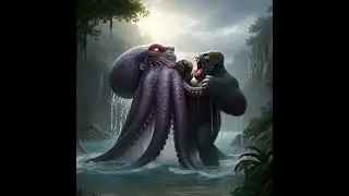 Gorilla vs octopus#animeshorts #fighting #gorilla #octopus #ai #shorts