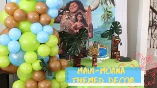 Maui Themed Birthday Decor |Moana Decor |Blue & Green Balloon Garland Tutorial |Yvonne Moore Events