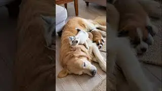 Kitten Crawls Over Sleeping Big Dog 🐱🐶 | Cutest Wake-Up Ever!