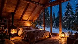 Cozy Winter Cabin Fireplace Ambience ❄️ Crackling Fire for Studying & Relaxing (No Music, 3 Hours)