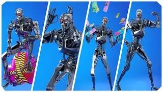 Fortnite: Terminator T-800 Endoskeleton All Emotes & Dances | Epic Outfit | V-Bucks 1,500