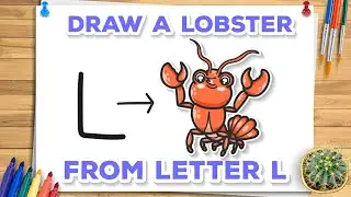 How to Draw a lobster from letter L. Easy Drawing Tutorial