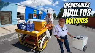 Adultos mayores trabajando en la calle