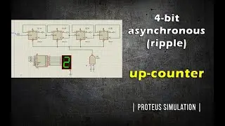 4-bit asynchronous (ripple) up-counter | Proteus Tutorial