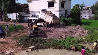 Wow Incredible Recovery 25.5ton Dump Truck Was Stuck by Landslide Problems A Dozer Need Help Back