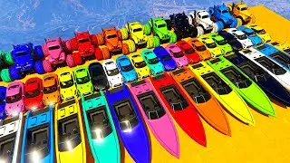 GTA V Mega Race: Cars, Boats, Motorcycles Stunt Challenge #EpicRace #Stunts