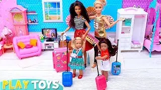 Barbie Girl and Baby Dolls Travel Routine! Play Toys