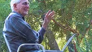 Doug Engelbart : with Laptop in the Garden