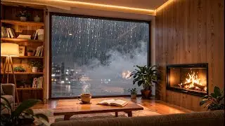 Rainy Night Jazz ☔ Cozy Fireplace Lofi Jazz for Focus, Relax & Stress Relief (LIVE)