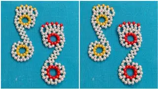 Beaded Laxmi Paule | How to Make Lakshmi Charan | Motyache / Pearl Rangoli मोत्याची लक्ष्मीची पाऊले
