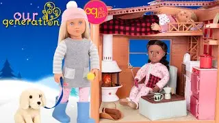 OUR GENERATION CABIN DOLL IN THE SNOW DOLLSET COZY CABIN