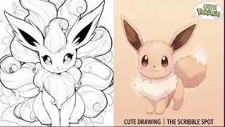 அழகான ஈவி (Eevee) போகிமான் ஓவியம் | Cute Eevee Pok&eacute;mon Drawing in Tamil | THE SCRIBBLE SPOT