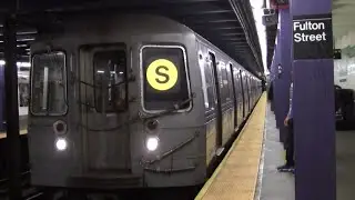 ᴴᴰ R68 Yellow Shuttle Train on the G Line Action at Fulton Street