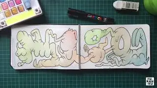 Watercolour and Poscapen Doodle Timelapse