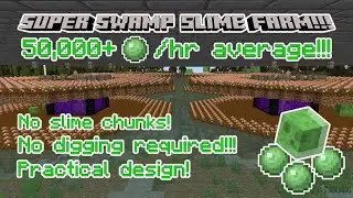 Fast Slime Farm Practical Design Minecraft 1.20, 50K + Slimeballs per hour