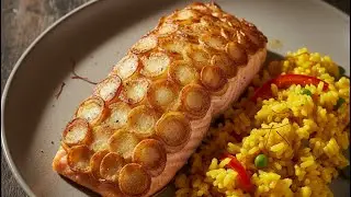 Crispy Potato Scaled Salmon 🐟🥔✨ | Secret Bottle Cap Hack!
