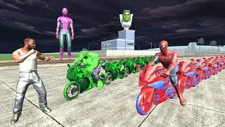 Franklin Found Longest Spider-Man & Hulk Bike - INDIAN BIKES DRIVING 3D