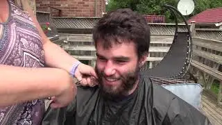 OUA Football - Laurier's Zach Harvey shaves his beard for a terrific cause