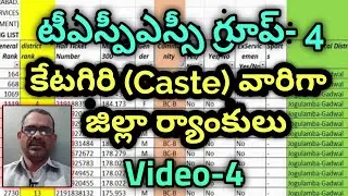 కేటగిరి caste వారీగా జిల్లా ర్యాంకులు // tspsc group 4 district ranks category wise // tspsc updates