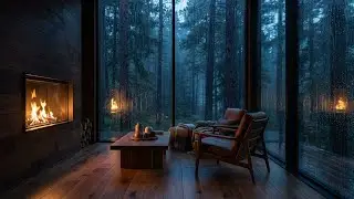 Total Relaxation! Rain Soundscape, Luxury Cabin Fireplace, Deep Sleep and Total Body Rest 🌧️🛋️