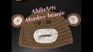 DIY - Monkey beanie - curious George hat - Halloween crochet - Holiday crochet - English