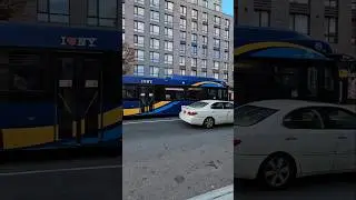 MTA T426 J Train Shuttle Bus Passing By On President Street In East New York, Brooklyn, New York