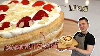 Biszkopt z truskawkami i śmietaną