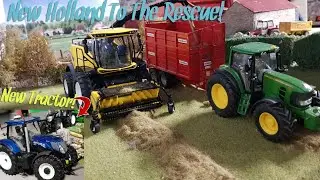 Сломался комбайн Case! К флоту присоединяется New Holland Blue Power &mdash; большая модель фермы в масштабе 1/32, день 16!