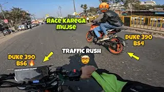 Duke 390 BS6 vs BS4 🔥|Traffic Hyper Ride 🤯 Kaun Jeetega?