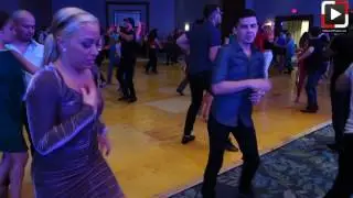 Amy Dominguez y Oscar Martinez social dancing at Houston Salsa Congress 2017