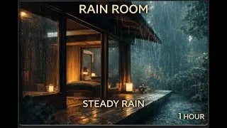 Rain Room &mdash; Steady Rain Outside a Wooden Shelter (1 Hour)