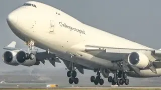 Boeing 747 TEST FLIGHT with 3 LANDINGS and 3 DEPARTURES + LOW PASS behind the AIRPORT (4K)