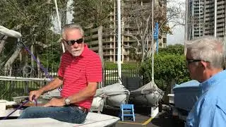 Tacking with a tiller extension Flying Scot