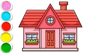 😊 Super cute House  Drawing 🌟 Easy Peasy Coloring for Mini Artists! 🏠🛍️ Little Steps for Big Fun 