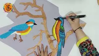 DIY bulletin board||School craft||Glitter craft||Branch & birds shedding||Kids craft