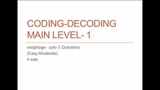 Reasoning - Coding - Decoding Level-1(Part -1/2), Miss Nu-i : HOFPAR Coaching