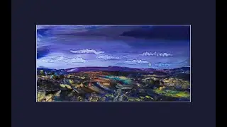 #7955  Night Landscape Contemporary Art Fluid Acrylics 4.09.2021intuitive artist intuitive art