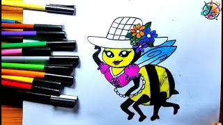 Spring Fall Honey Bee Drawing 🐝🍂  Easy Nature Art  Lily&rsquo;s Drawing