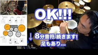【譜読み初級】ドラム譜を読む練習 25問その1 ベーシックルーティーン04