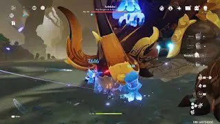 Shishou practica miner&iacute;a con un drag&oacute;n piedroso (Genshin Impact)
