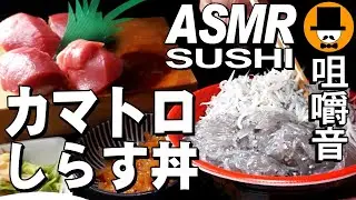 大盛り生しらす丼[ASMR Eating Sounds 咀嚼音 飯テロ 動画]カマトロ握り寿司日清どん兵衛かも出汁蕎麦を食べるオヤジJapan